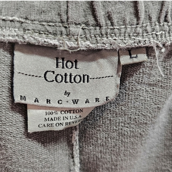 Hot Cotton Green Pull On Cropped Comfort Basic Pants Size Large Minimalist - Picture 10 of 11